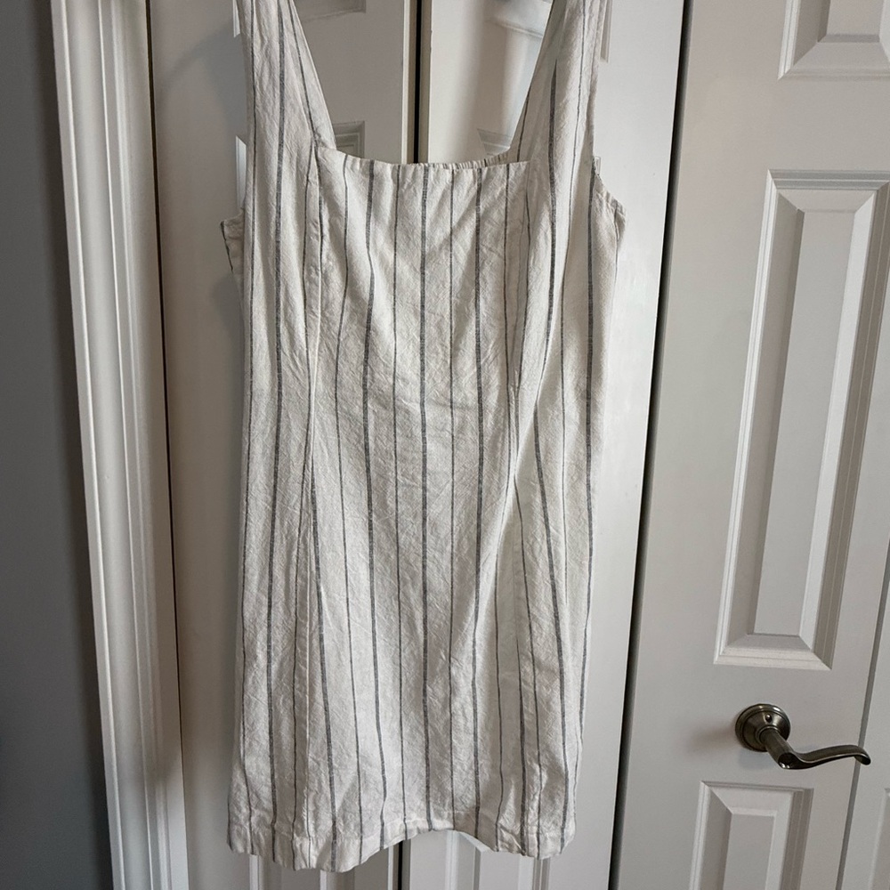 Old Navy Linen Black Striped Mini Dress.